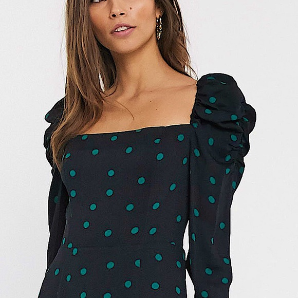 & Other Stories polka dot puff sleeve midi dress - Picture 6 of 14